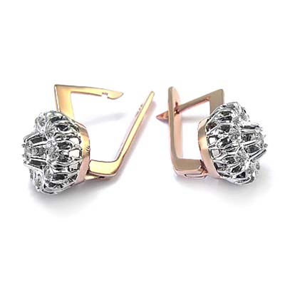 14k Gold Lab Grown Diamond Russian style Earrings