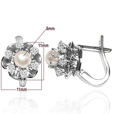14k Gold Genuine Diamond Pearl Earring