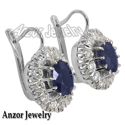Russian Style Sapphire & Diamond Earrings 585