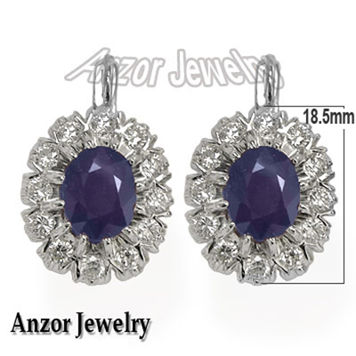 Russian Style Sapphire & Diamond Earrings 585