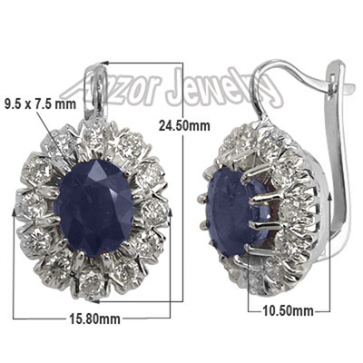 Russian Style Sapphire & Diamond Earrings 585