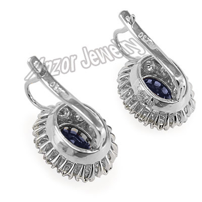 Russian Style Sapphire & Diamond Earrings 585