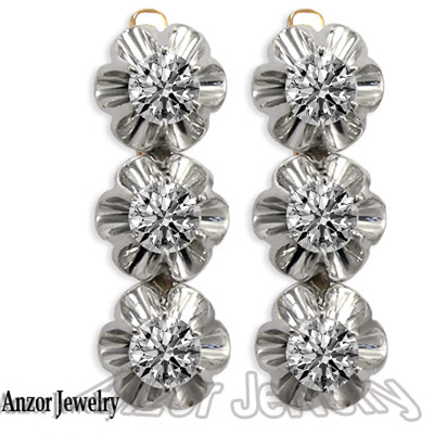 Russian Style Svetofor Lab Grown Diamond Earrings