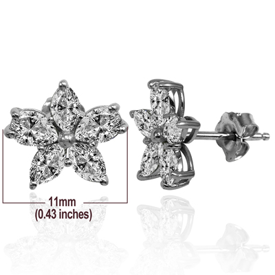 14K Gold Lab Grown Diamond Flower Earrings