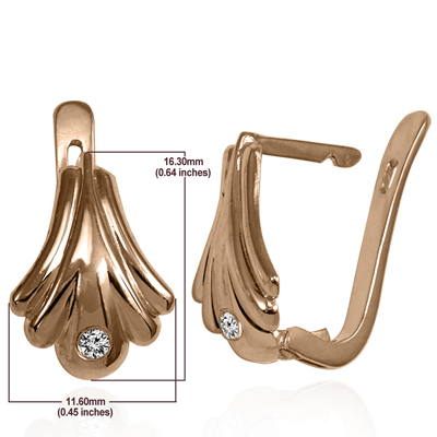 14K Gold Genuine Diamond Russian Style earrings