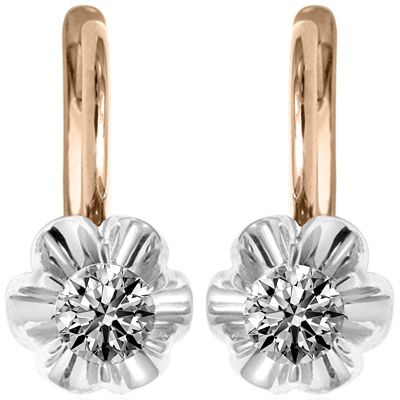 Russian Style Lab Grown Diamond Earrings 14k gold