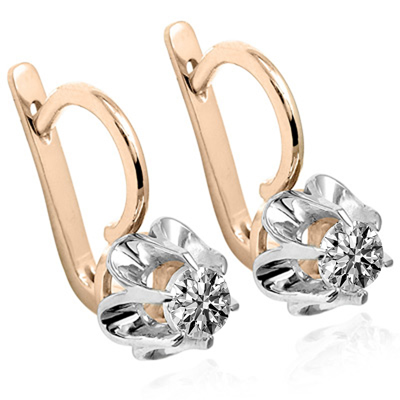Russian Style Lab Grown Diamond Earrings 14k gold
