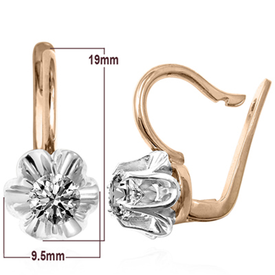 Russian Style Lab Grown Diamond Earrings 14k gold