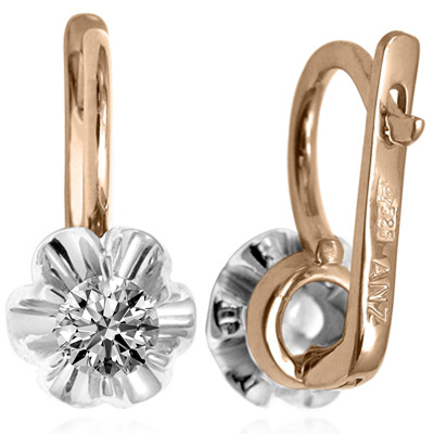 Russian Style Lab Grown Diamond Earrings 14k gold