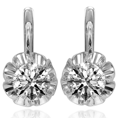 Russian Style Lab Grown Diamond Earrings 14k Gold