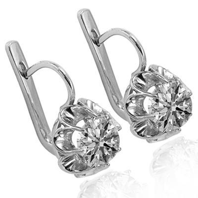 Russian Style Lab Grown Diamond Earrings 14k Gold
