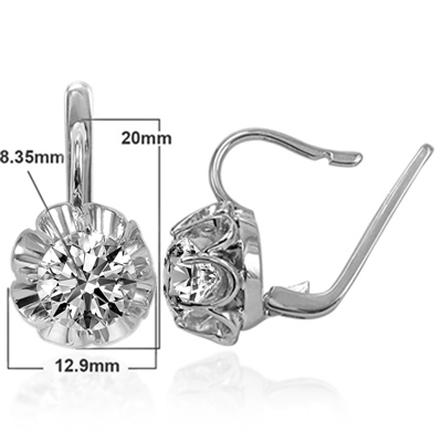 Russian Style Lab Grown Diamond Earrings 14k Gold