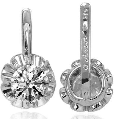 Russian Style Lab Grown Diamond Earrings 14k Gold