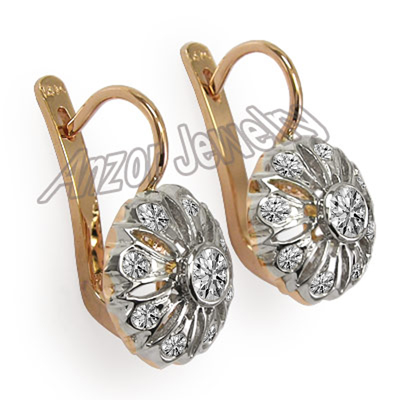 Russian Style Lab Grown Diamond Earrings 14k Gold