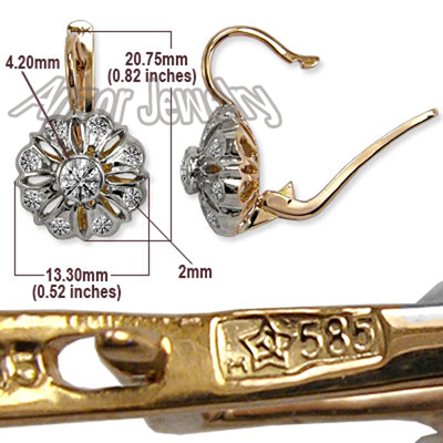 Russian Style Lab Grown Diamond Earrings 14k Gold