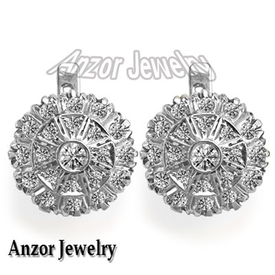 14k Gold Lab Grown Diamond Russian style Earrings