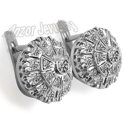14k Gold Lab Grown Diamond Russian style Earrings