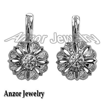 Russian Style Lab Grown Diamond Earrings 14k Gold
