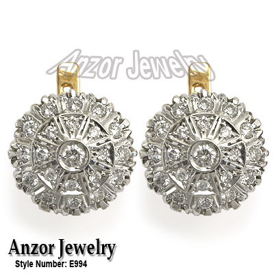 Russian Style Lab Grown Diamond Earrings 585 14K