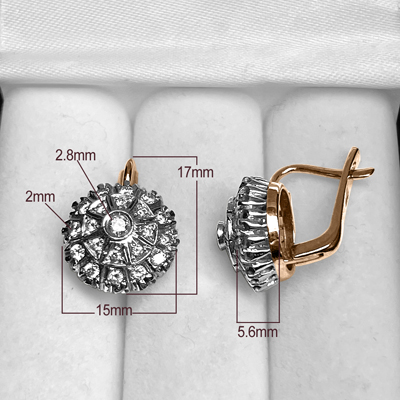 Russian Style genuine Diamond Earrings 585 14K