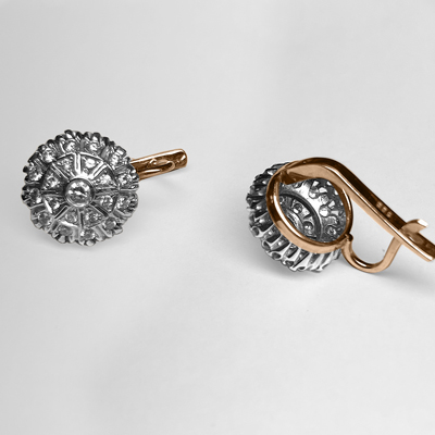 Russian Style genuine Diamond Earrings 585 14K