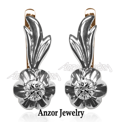 14k Gold Russian Style Lab Grown Diamond Earrings