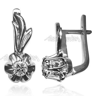 14k Gold Russian Style Lab Grown Diamond Earrings