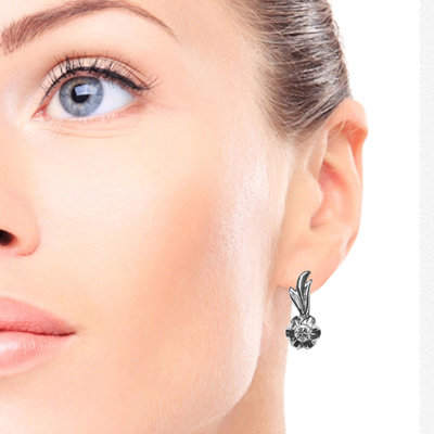 14k Gold Russian Style Lab Grown Diamond Earrings