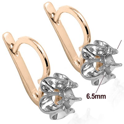 14k Gold Russian style Semi-Mount Earrings