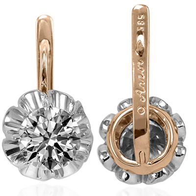 Russian Style Lab Grown Diamond Earrings 585