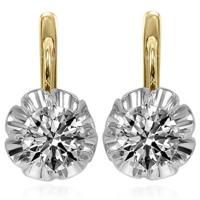Russian Style Lab Grown Diamond Earrings 14 GOLD