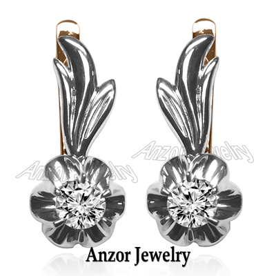 Russian Style Diamond Earrings 14k gold