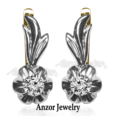 Russian Style Diamond Earrings 14k gold
