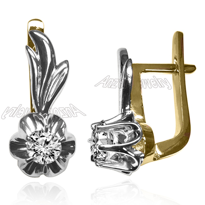 Russian Style Diamond Earrings 14k gold