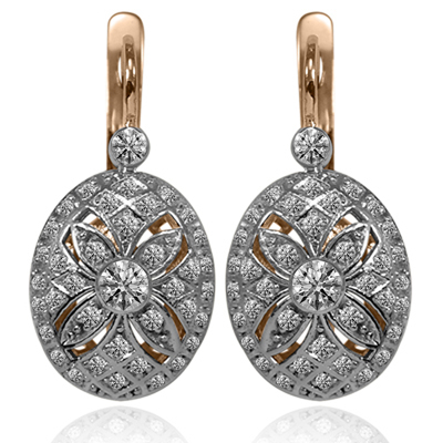 Russian Style Lab Grown Diamond Earrings 14k Gold