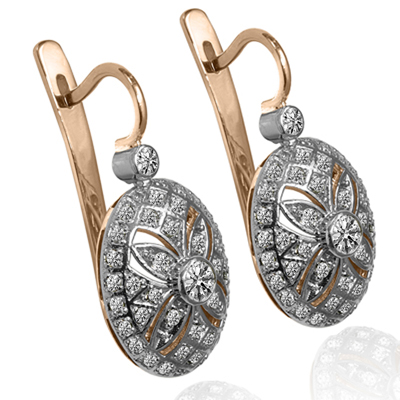 Russian Style Lab Grown Diamond Earrings 14k Gold