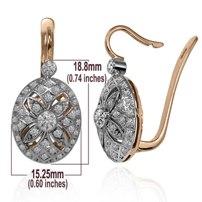Russian Style Lab Grown Diamond Earrings 14k Gold
