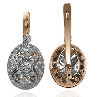 Russian Style Lab Grown Diamond Earrings 14k Gold
