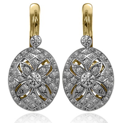 Russian Style Lab Grown Diamond Earrings 14k Gold