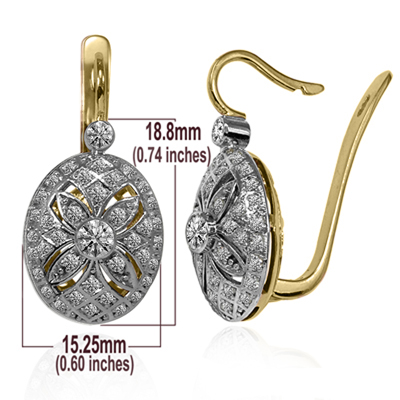 Russian Style Lab Grown Diamond Earrings 14k Gold