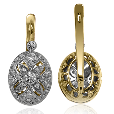Russian Style Lab Grown Diamond Earrings 14k Gold