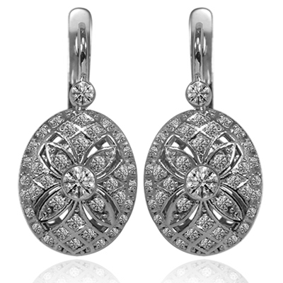 Russian Style Lab Grown Diamond Earrings 14k Gold