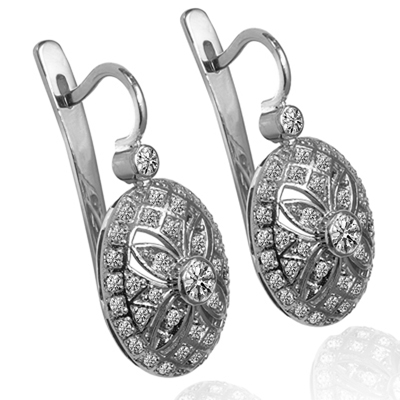 Russian Style Lab Grown Diamond Earrings 14k Gold