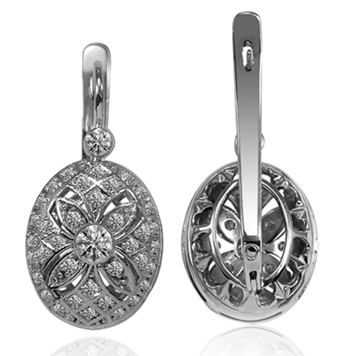 Russian Style Lab Grown Diamond Earrings 14k Gold