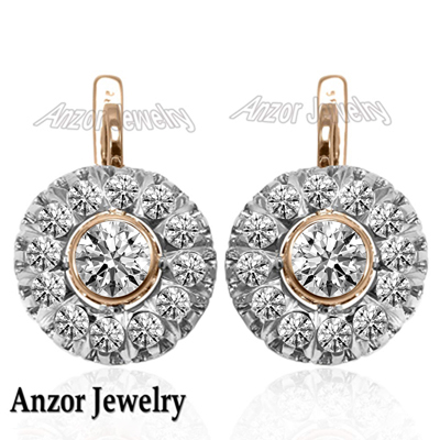 Russian Style Lab Grown Diamond Earrings14K Gold