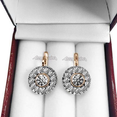 Russian Style Lab Grown Diamond Earrings14K Gold