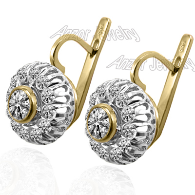 Russian Style Lab Grown Diamond Earrings14K Gold