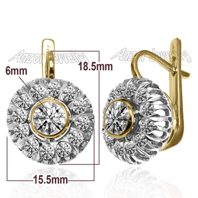 Russian Style Lab Grown Diamond Earrings14K Gold