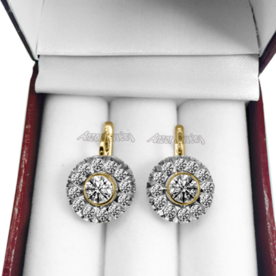 Russian Style Lab Grown Diamond Earrings14K Gold