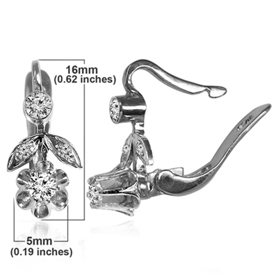 14k Gold Genuine Diamond Russian Style Earrings